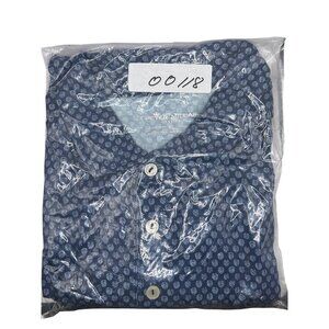 Peter Millar Seaside Mens XL 100% Pima Cotton Polo Shirt Navy Paisley Print